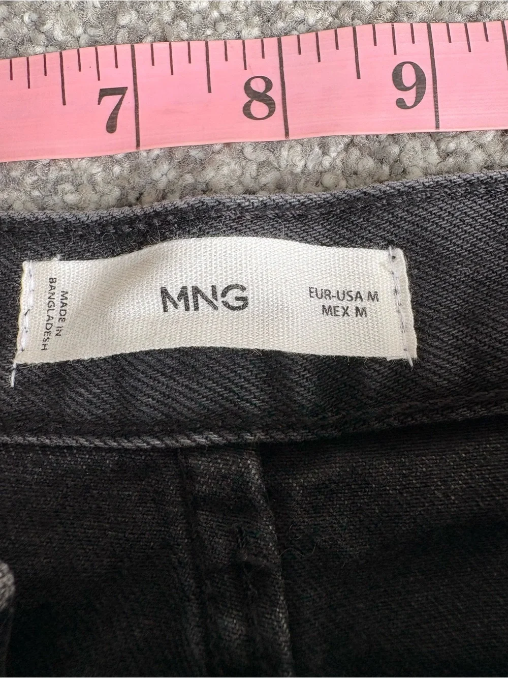 MNG Mango Black Denim Midi Skirt Front Slit Collegiate Academia Size Medium